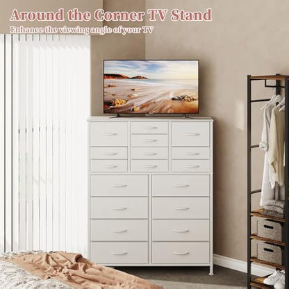 CAIYUN Chest of Drawers with 18 Drawers， Dressers & Chests of Drawers for Bedroom， Storage Drawers for Kids， Bedroom Furniture Toy Storage Clothes Storage Cabinet, White