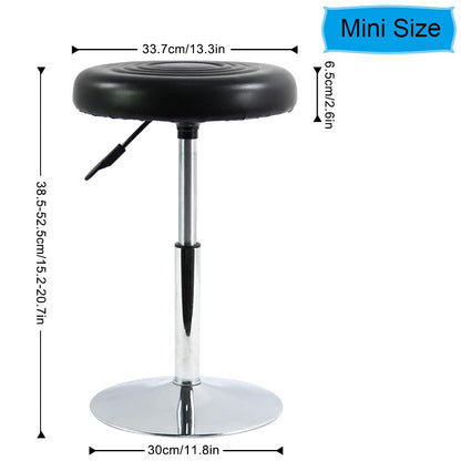 FURWOO PU Leather Short Round Cushion Spa Stool Height Adjustable Swivel Salon Stool for Home Kitchen Barber Shop SmallBlack