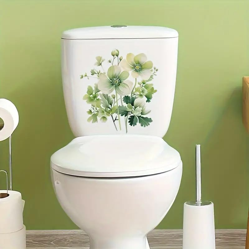 TOLOVIS Creative Elegant Flowers Toilet Cover Sticker Decals,Flower leaf bird Waterproof Toilet Lid Tank Seat Decals Cistern Self-Adhesive Bathroom
