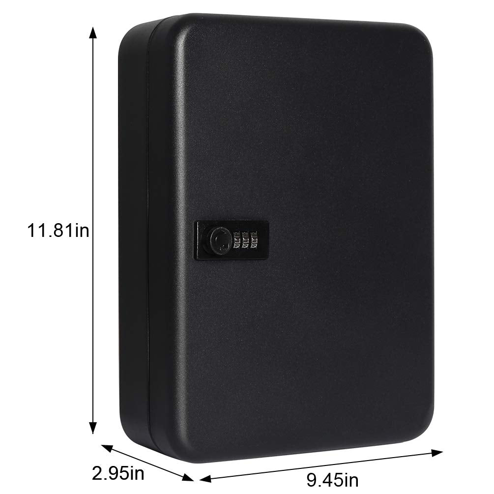 Parrency Combination Lock Key Box with 48 Hooks, Large Wall Mount Combination Lock Cabinet, 11 4/5" x 9 1/5" x 3" Key Tags Included