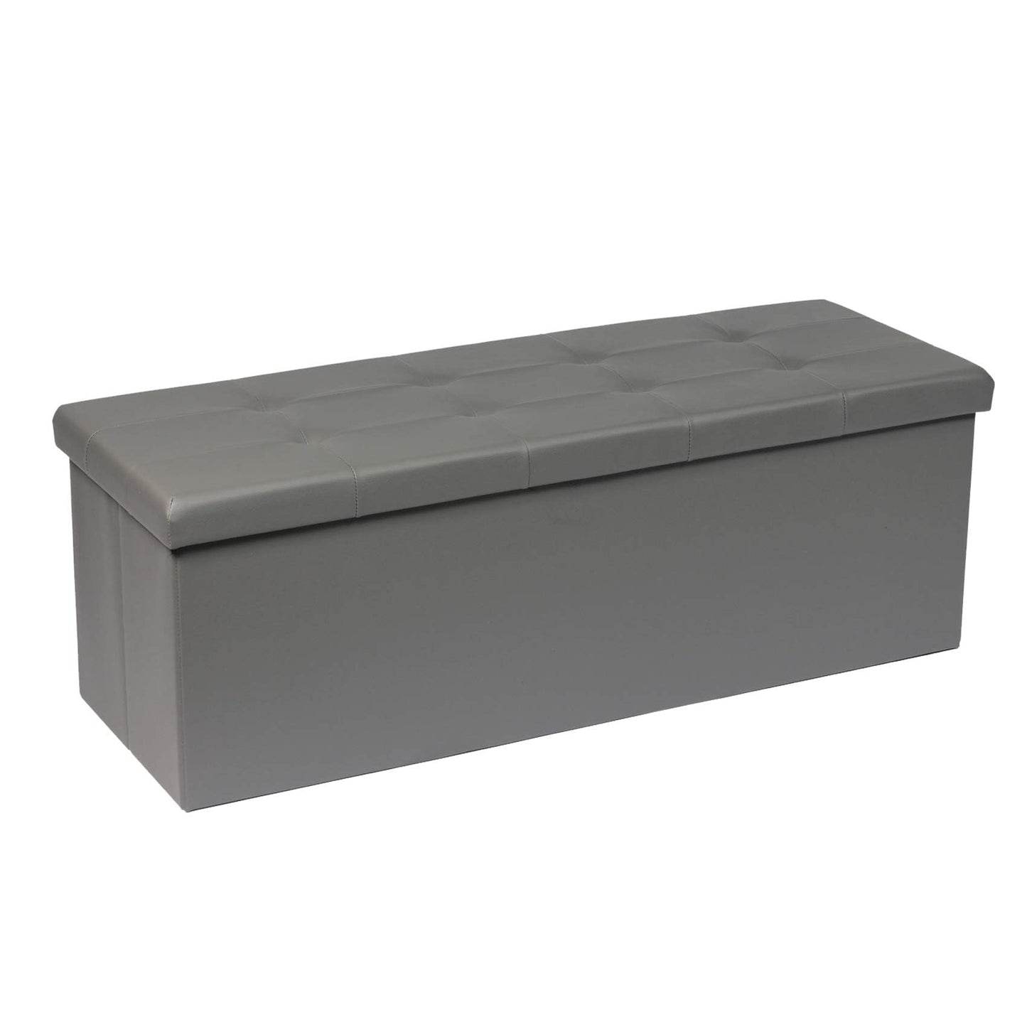 Bonlife ottoman Storage Boxes Bench Toy Box Chest Foldable Seat,End of Bed Bench,Faux Leather Foot Stool for Bedroom110x38x38cm(Light Grey)