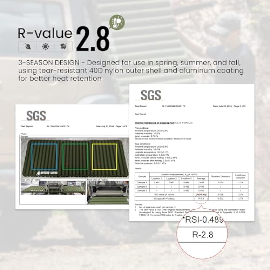 OneTigris Camping Sleeping Pad, Ultralight Camping Mattress 2.8 R-Value Inflatable Sleeping Pads Compact for Camping Backpacking Hiking Traveling Tent 28.3 Extra-Wide with Patch-up Kit