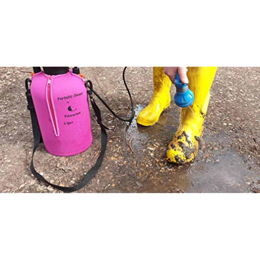 Petacarium Insulated Portable Shower (5 Litre, Red) for Dogs, Camping, Paddleboarding, Muddy Walks