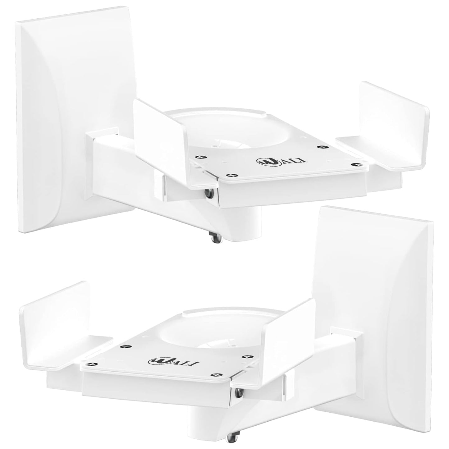 WALI Speaker Wall Mounts, Dual Side Clamping Bookshelf Mounting Bracket for Large Surrounding Sound Speakers, Hold up to 25 kg/55 lbs. (SWM201-W),