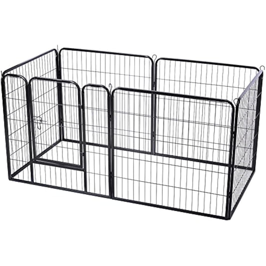 BUNNY BUSINESS Heavy Duty 6 Panel Puppy Play Pen/ Rabbit Enclosure, Medium, Gunmetal Grey