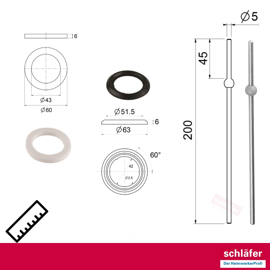 Schläfer 405310 | Universal Eccentric Rod in Chromed Brass for Pop-up Drain Blow-Up Drain Siphon Sink