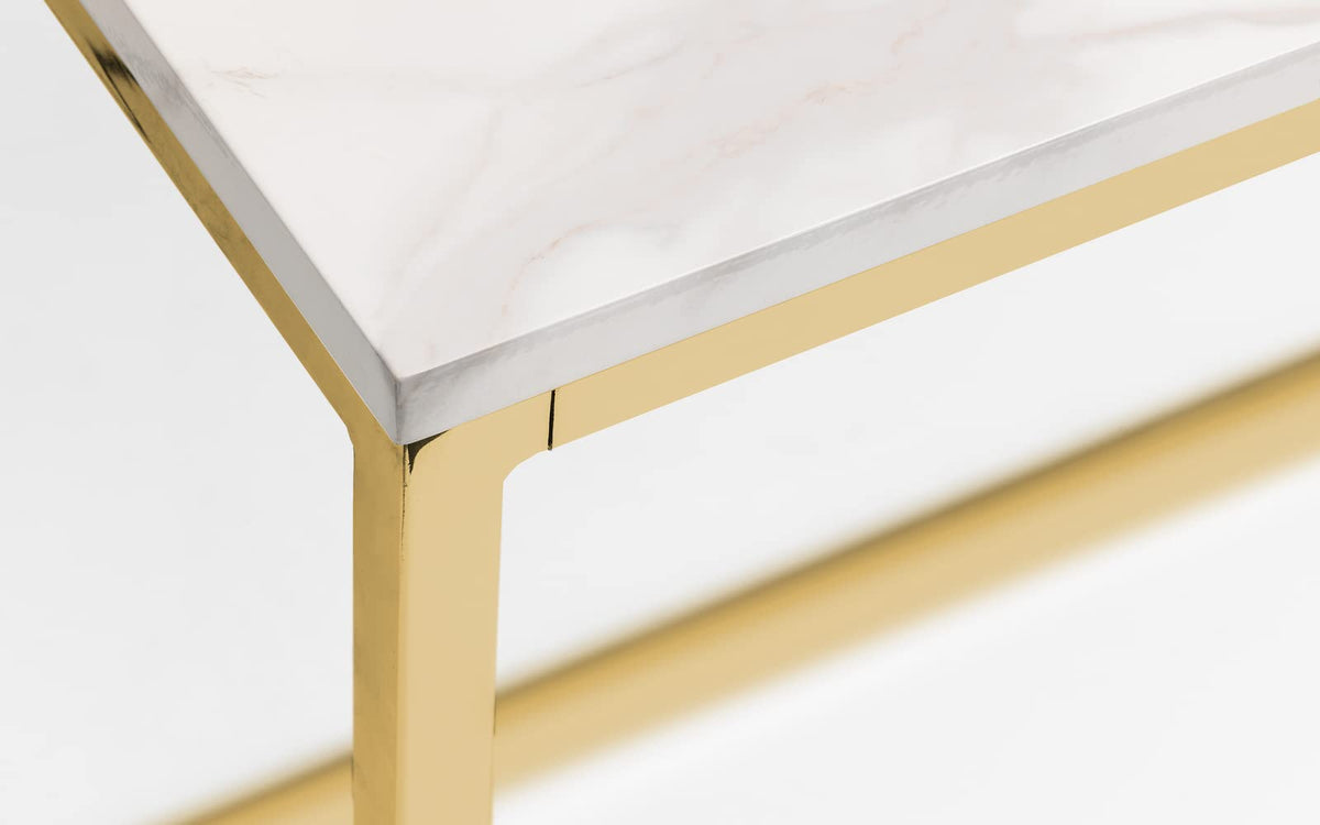 Julian Bowen Scala Dining Table, Marble Effect & Gold -H75.5 x W120 x D80cm