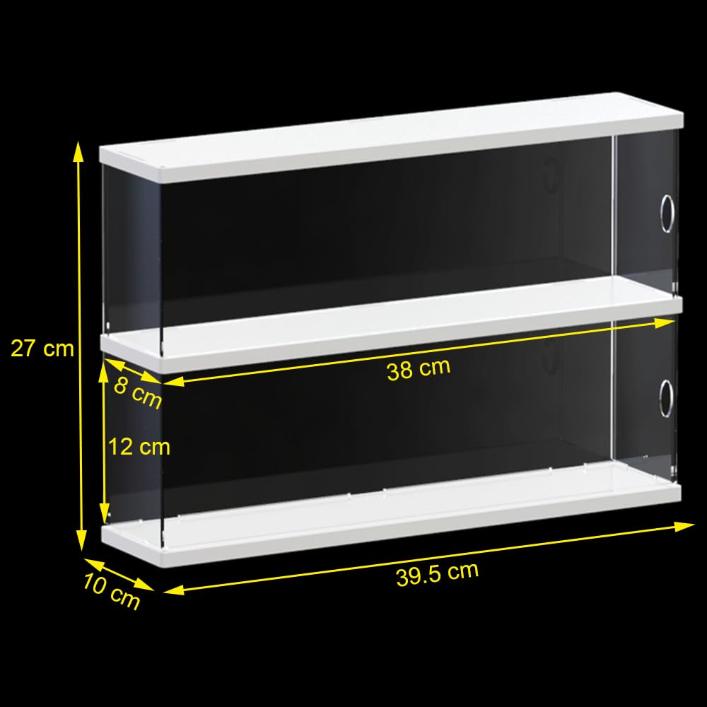 Nynelly 2 Layer Clear Acrylic Display Case with Door - Display Shelf for Models, Figures, Funko Pop, Pop Mart, Labubu, Sonny Angel, Smiski