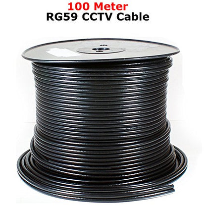 SAFEKOM| 100M Coaxial Cable, Shotgun RG59 1 Video& 2 Core CCTV Security Camera,100 Meter Satellite 75 Ohm Coaxial Cables Lead, Power Cable for DVR Security System, For Commercial&Residential Use.