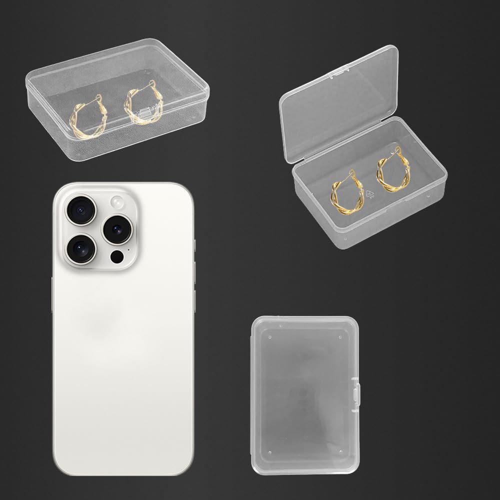 WYAN 18Pcs Transparent Boxes, Bead Storage Box, Containers Rectangle, Containers Box Case with Flip-Up Lids, Storage Containers