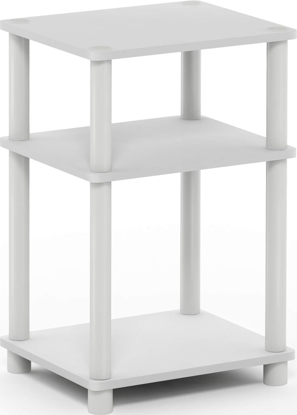 Furinno JUST Side Table, 3-Tier End Table, Open Shelves Night Stand, Bedside Table, Toolless Assembly, for Living Room, Bedroom, WhiteEspresso