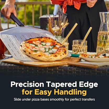 Ooni 14” Perforated Pizza Peel – Long Handle Perforated Aluminium Pizza Paddle – Lightweight Pizza Turning Peel Outdoor Pizza Oven Accessories