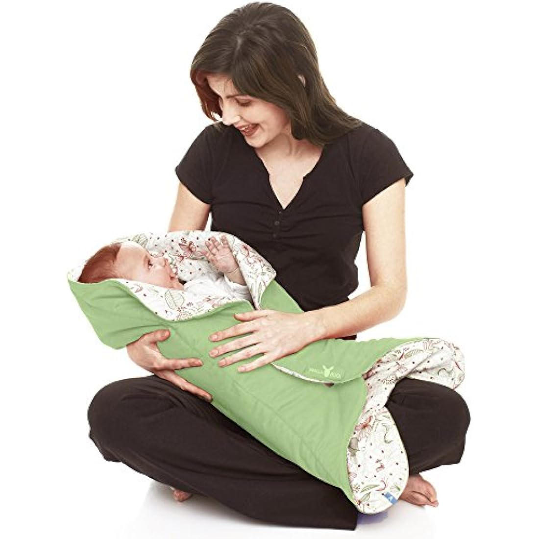 Wallaboo - Baby Blanket Leaf - Soft Blanket - Newborn and Up - Durable Faux Suede and 100% Pure Cotton with Print - Diameter: 85cm - 33 inch - Color: Green
