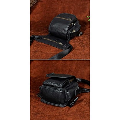Le'aokuu Mens Genuine Leather Messenger Riding Hip Bum Waist Pack Drop Leg Cross Over Thigh Bag