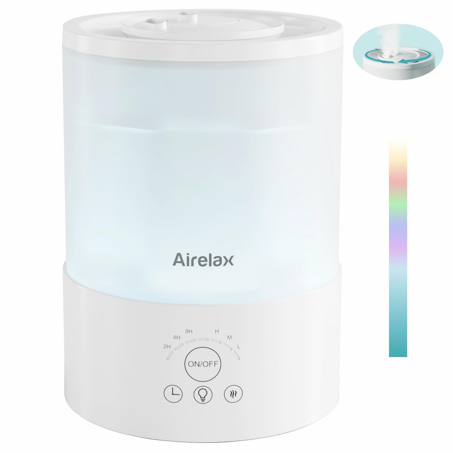 Airelax Humidifier for Bedroom 2.5L Air Humidifiers for Home Cool Mist Humidifier for Bedroom Baby with 360? Dual Nozzles, Top Fill, Quiet Sleep Mode,
