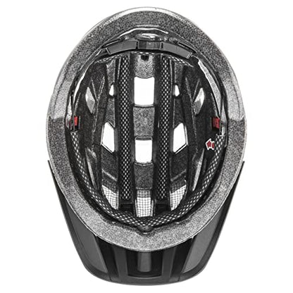 uvex i-vo cc - Lightweight All-Round Bike Helmet for Men & Women - Individual Fit - Upgradeable with an LED Light - Black-Smoke Matt - 52-57 cm