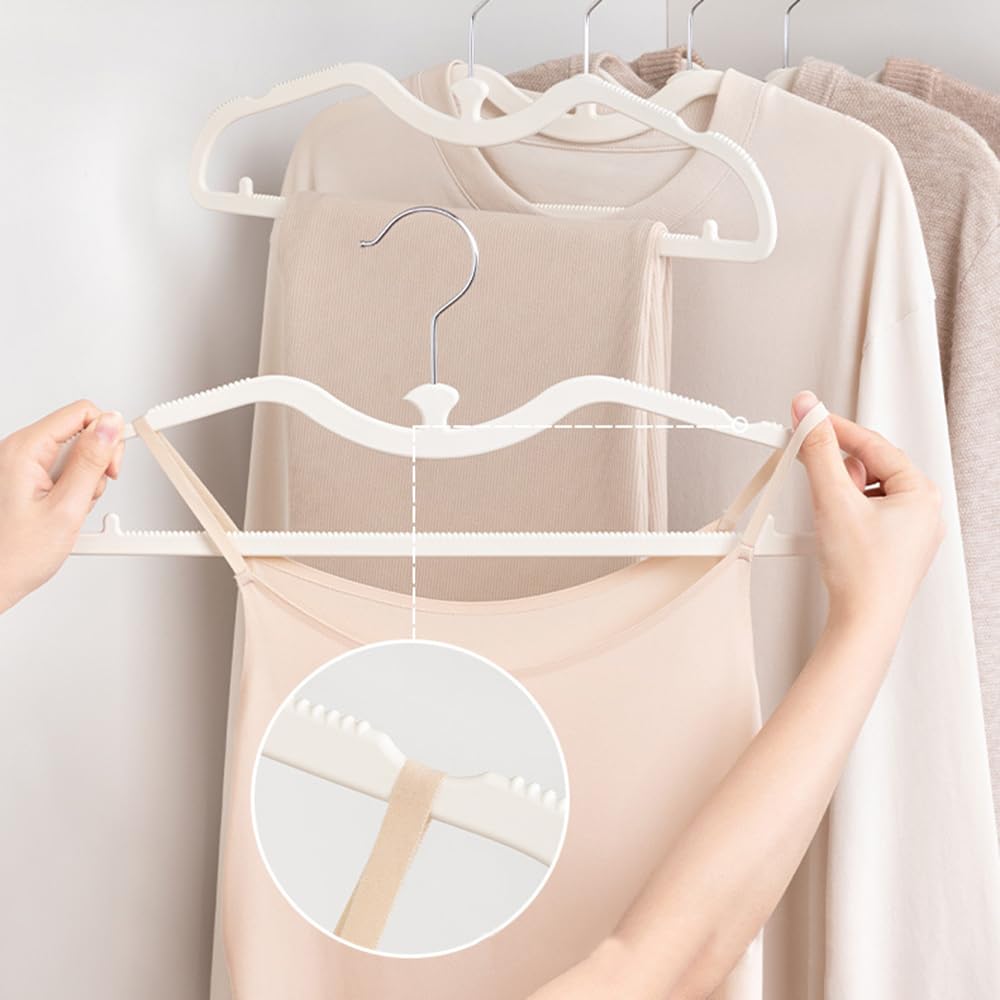 Lkw Ogechi 10 Pack Adult Clothes Hangers with 360° Swivel Hook, Non Slip Short Neck Clothes Hanger, Ultra Slim Wardrobe Hangers