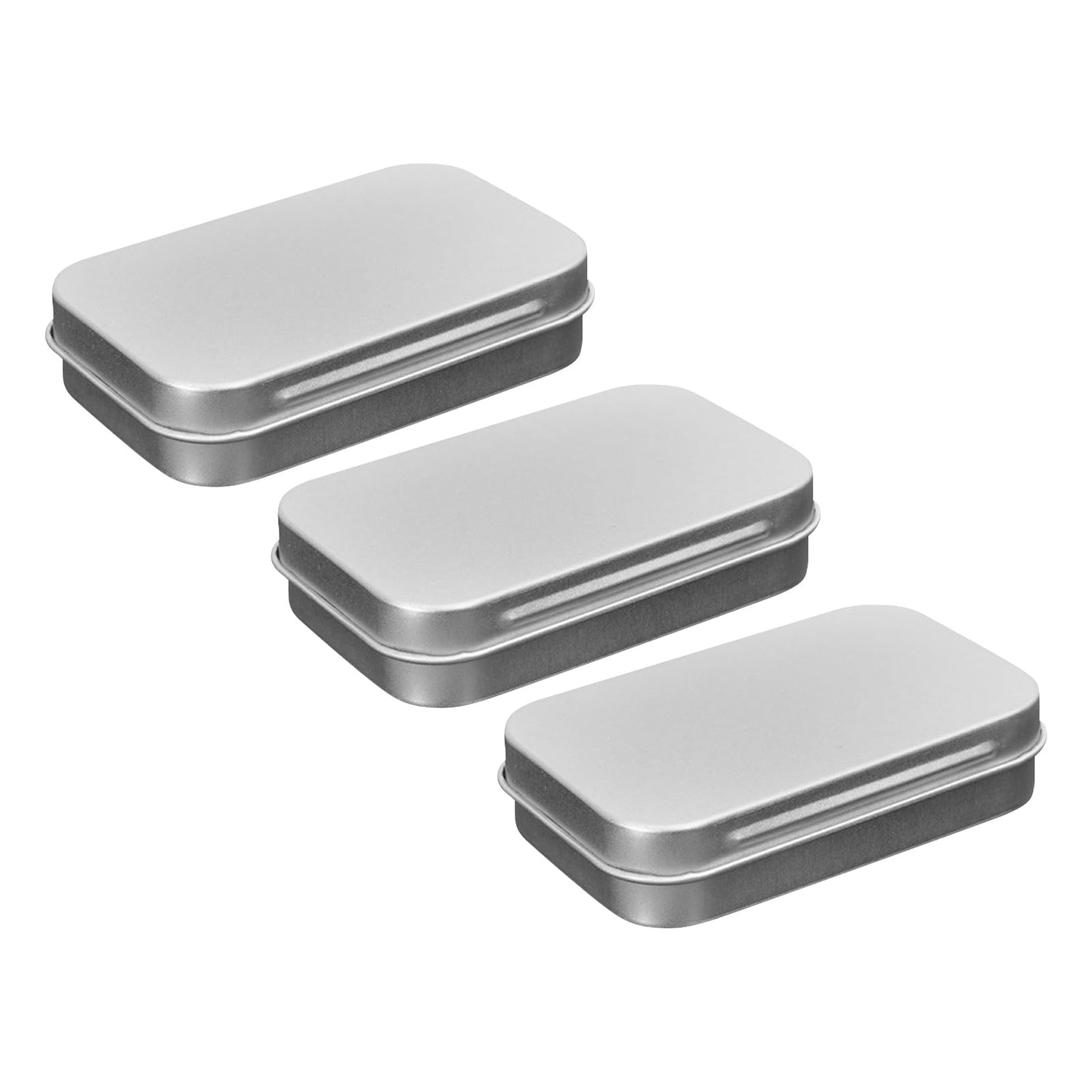 Metal Rectangular Hinged Tin Container with Lids, Mini Portable Storage Box, Small Metal Box for Candies Jewelry DIY Home Organizer (Silver,3 Pcs)