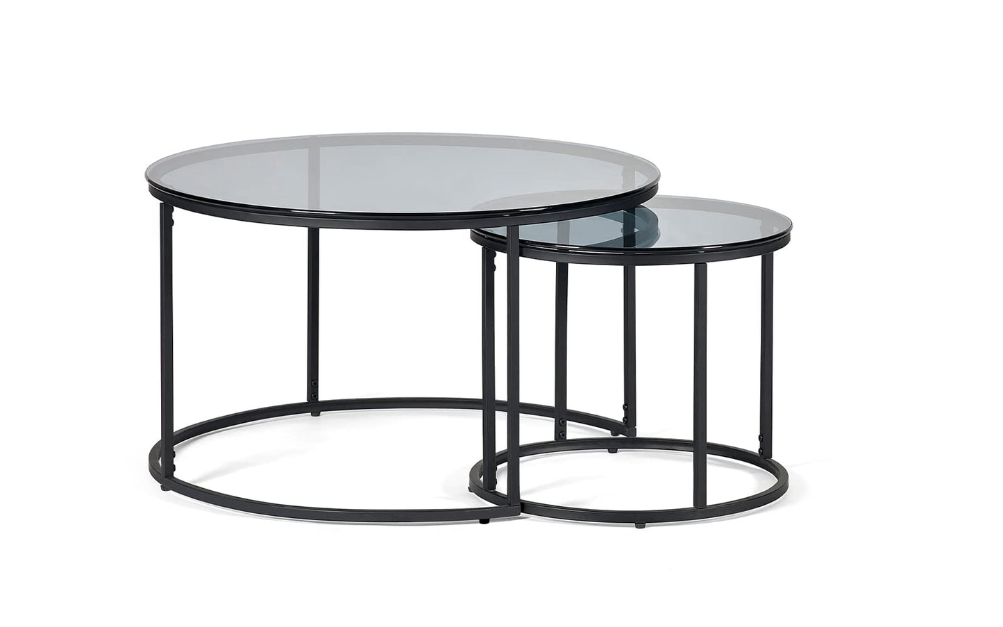 Julian Bowen Chicago Nesting Coffee Tables, Smoked Glass - H45 x W80cm