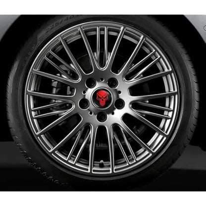 Biomar Labs 4 x 68mm Wheel Centre Alloy Hub Center Caps Compatible with BMW 36136783536 Hubcaps Red Black Skull CB 36