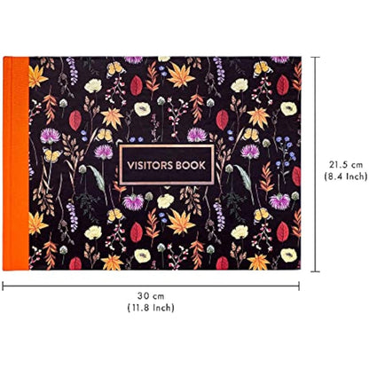 Pukka Pad, Bloom A4 Visitors Book – 96 Pages with 768 Entry Spaces – Includes Record Date, Name, Address, and Comment Fields – 120 GSM Paper – Black