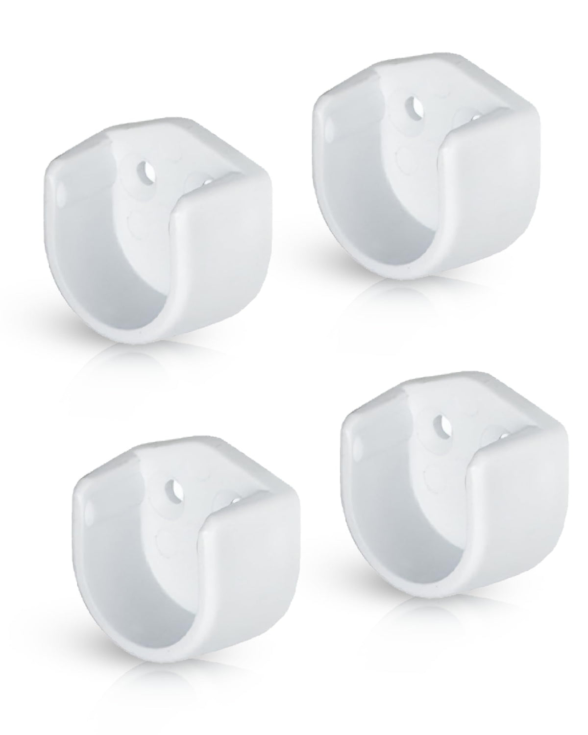 Gedotec Wardrobe Hanger tube, Wardrobe tube Bearing, Clothes Rails, 18 mm Round Holder, Plastic White Pack of 4, Wall Mounting Rod Brackets