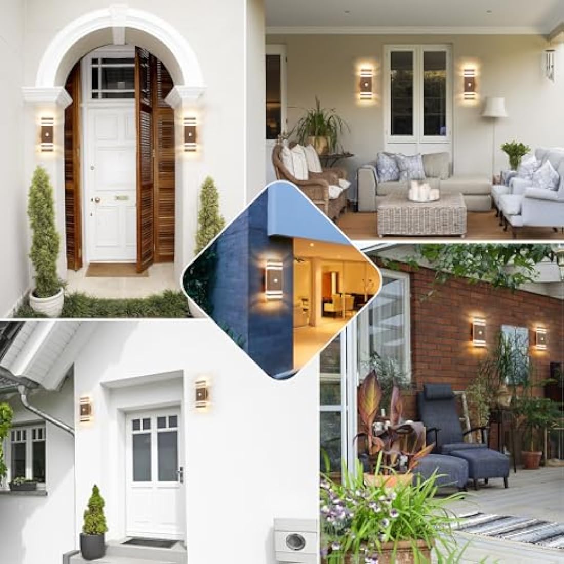 CELAVY Up Down Outside Lights with Motion Sensor, PIR Outdoor Wall Light Mains Powered, IP65 Front Door Porch Light Electric, Security GU10 LED External Exterior Lamp Wall Mounted for House, Brown