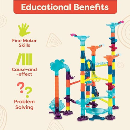 B. toys – Marble Run Toy Set – 62-Piece Interactive STEM Toy Featuring Lights, Sounds, and Modular Track Designs – Enhances Creativity, Early Engineering Skills – Ages 3 and Up
