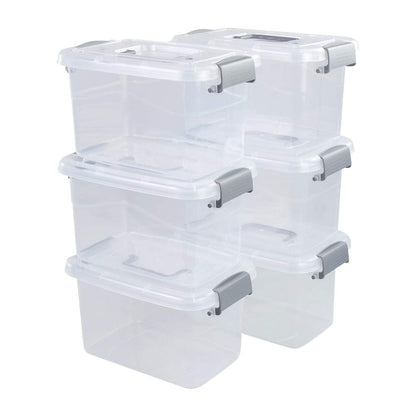 Vcansay 5 L Plastic Storage Boxes with Lids and Handles, 6 Packs