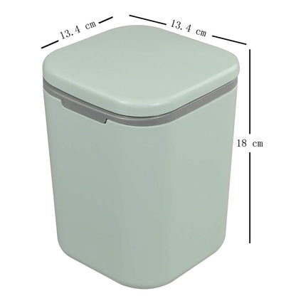 Gitany Push-button Mini Desktop Dustbin with lid, Small Trash Bin Green
