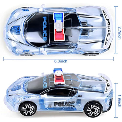 Tuko Police Car Toy with Light and Sound, 1:36 Car Toy for 3+ Years Old Boy and Girl Gift,White
