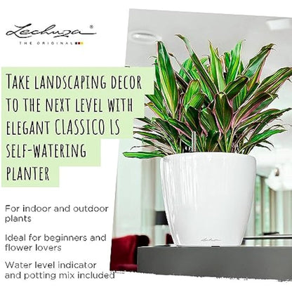 Lechuza Self Watering Plant Pot CLASSICO 50 LS Garden Flower Indoor and Outdoor Plastic Planter with Drainage Hole D50 H47 cm Red High-Gloss