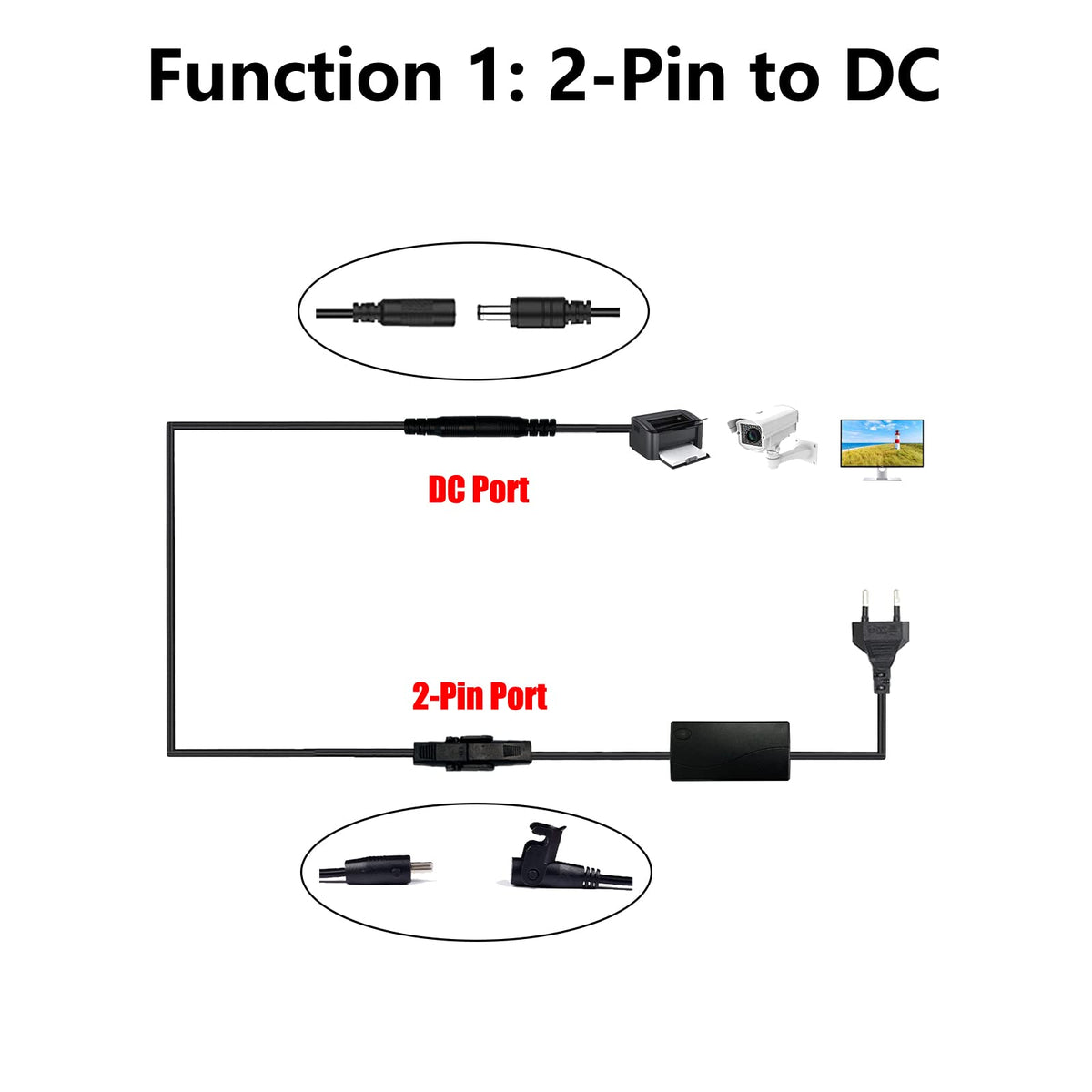STAIGO DC to Flat-Round Pin Transformer Cable Used for Electric Recliner Lift Chair Sofa Transformer Power Supply Recliner Battery Transform Cable