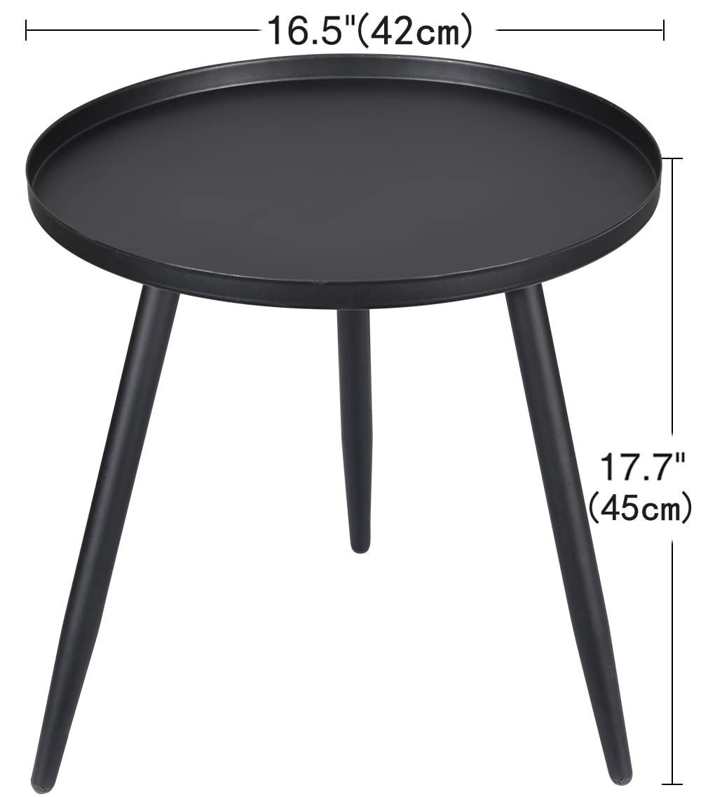 H JINHUI 45cm Metal Side Table for Living Room, Round Sofa End Coffee Table, Modern Simple Metal Frame Snack Table