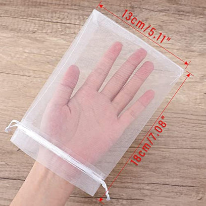 G2PLUS White Organza Gift Bags: 13x18 CM Clear Mesh Pouches, 100 PCS Organza Jewellery Bags, Large Favour Pouches for Wedding, Birthday Party Supplies