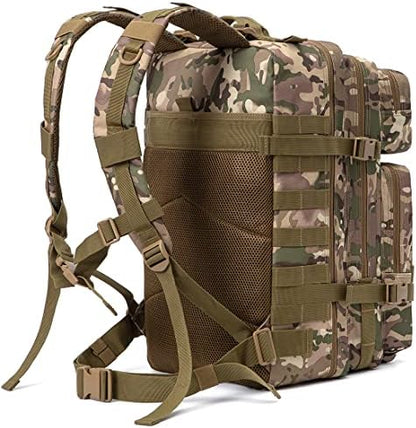 QT&QY 45L Military Tactical Backpacks Molle Army Assault Pack 3 Day Bug Out Bag Hiking Treeking Camouflage Hunting Rucksack