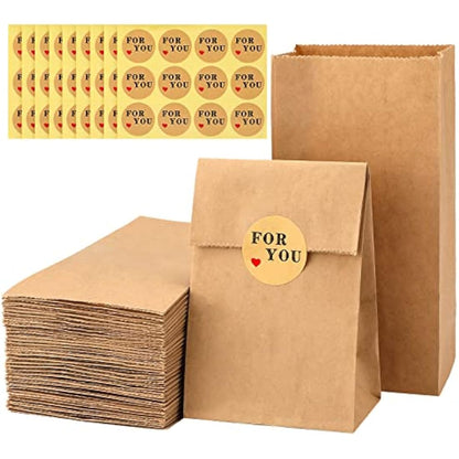 G2PLUS 100 PCs Brown Kraft Candy Paper Bags - 9x6x18 CM - Treat, Birthday, Wedding, Easter, Party