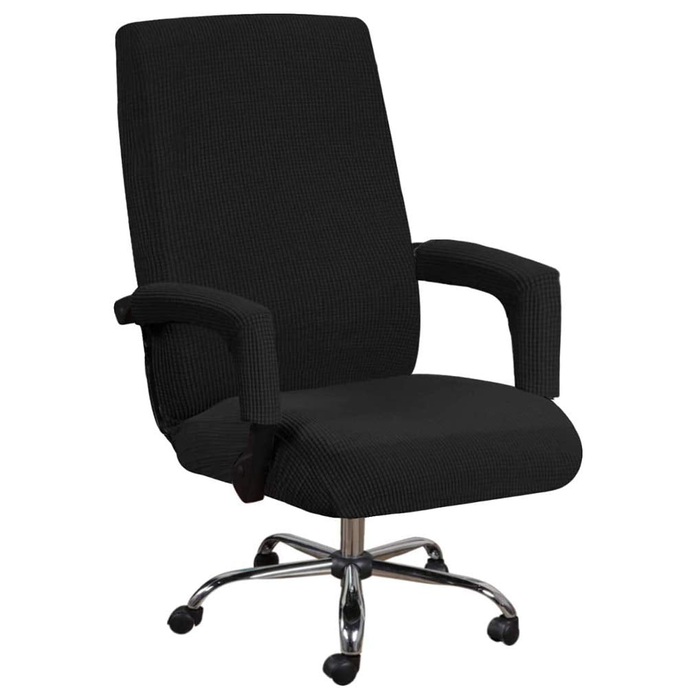Kisbeibi Office Chair Cover, Stretch Computer Desk Chair Slipcover with Armrest Sleeve Universal Nonslip Chair Seat Covers Machine