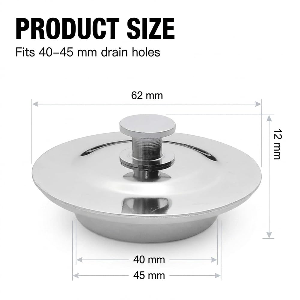 Universal Bath Plug Replacement, Drain Stopper for 40-45mm Holes, Bath Plugs, Bathtub, Kitchen, Sink Stopper