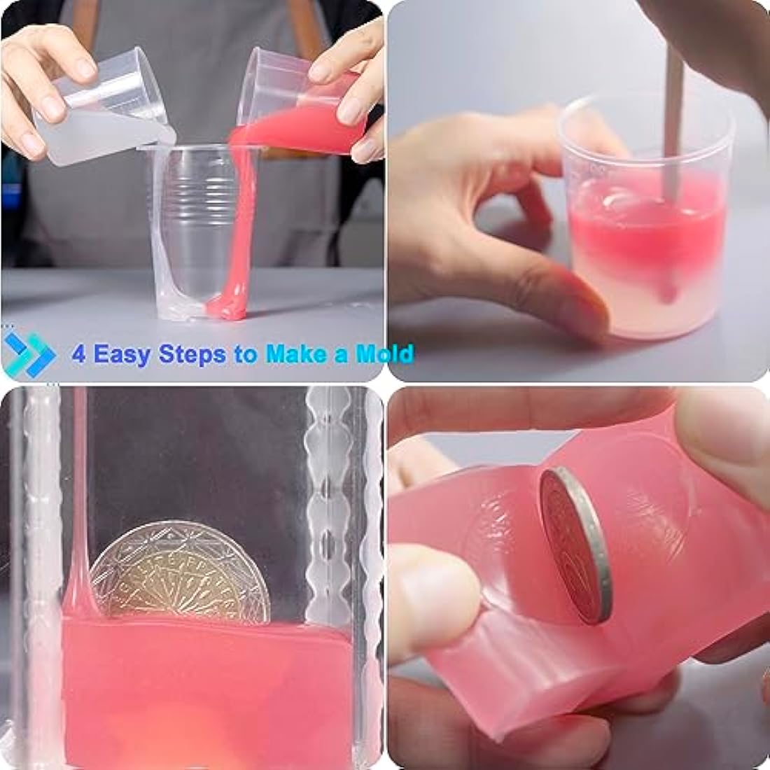 BBDINO Silicone Mould Making Kit 20A Silicone for Mould Making, Silicone Mould Making Translucent 38.8 Oz, 1A:1B by Volume, Liquid Silicone for Moulds Making of Resin, Soap, Wax, Clay, Concrete etc.