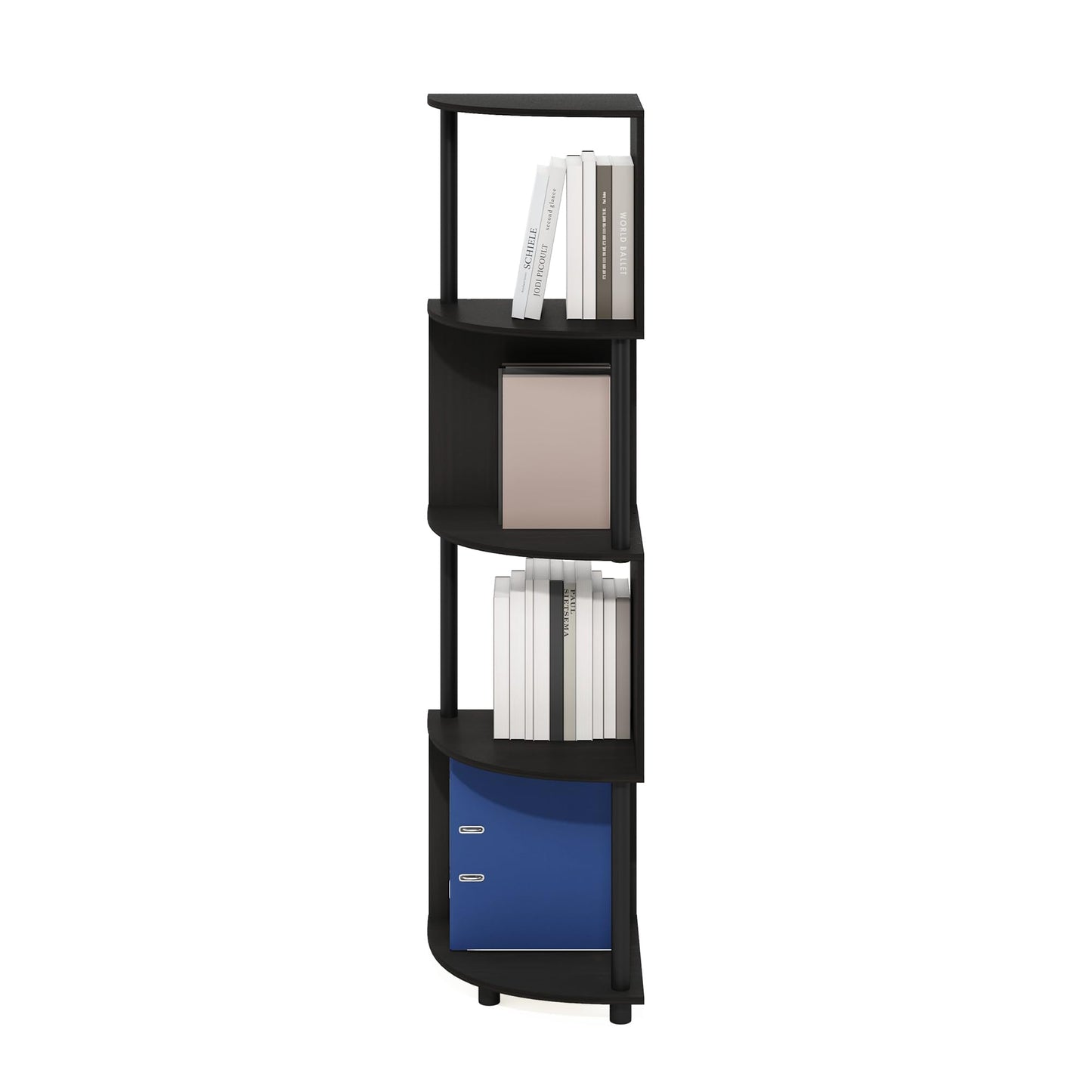 Furinno ECON Corner Shelf, 4-Tier Corner Book Shelf, Zigzag Storage Shelves, Display Rack, Bookshelf, for Organization and Storage, Living Room