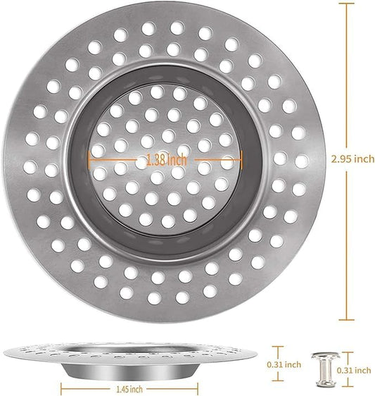 (Set of 2) Stainless Steel Kitchen Sink Strainer Plug with Upgrade Handle, Standard Strainer Drain Protector for Bathroom/Kitchen