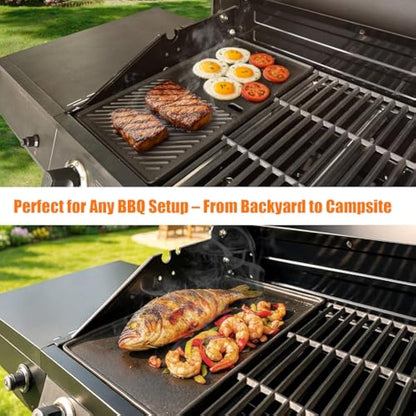 Denmay 13191 43.5CM x 23.5CM BBQ Griddle for 2 Burners Landmann EMAILLEE Triton 2 Bruleurs, Cast Iron Griddle Plate for Gas BBQ Griddle Plate, Heat Plate, 1 Pack