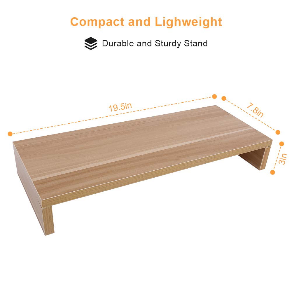 Greensen Desktop Monitor Stand, Heavy Duty Wooden Monitor Riser Computer/ Laptop/ TV Screen Riser 15 mm MDF for Office and Home, 50 × 20 × 7.7 cm