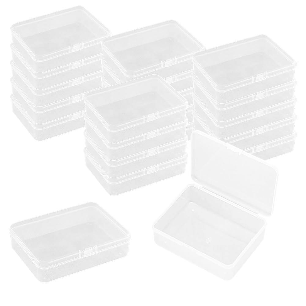 WYAN 21 Pcs Mini Container Boxes, Square Empty Mini Clear Plastic Organizer Storage Box Containers with Hinged Lids for Collecting Small Items, Beads