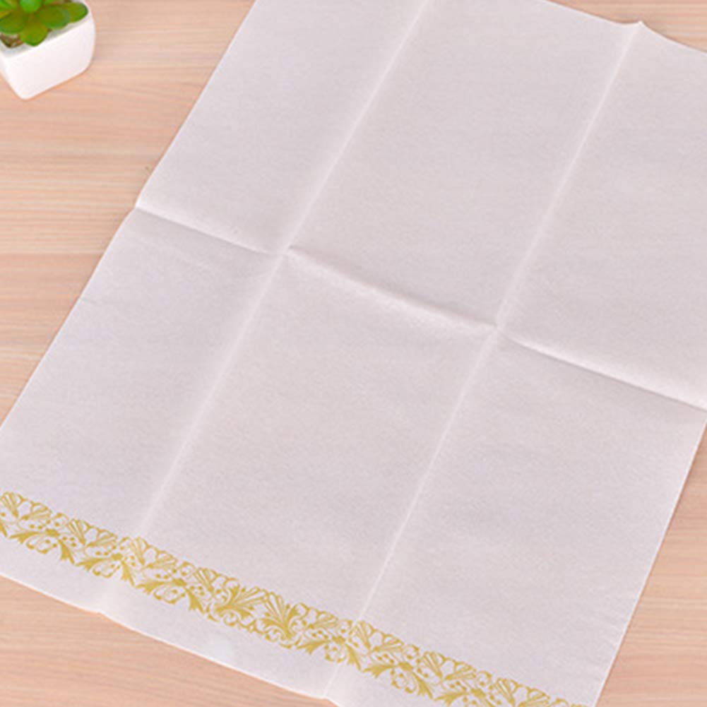 Kisbeibi 50 Disposable Guest Towels Soft and Absorbent Linen-Feel Paper Hand Towels Durable Decorative Bathroom Hand Napkins Good for Kitchen