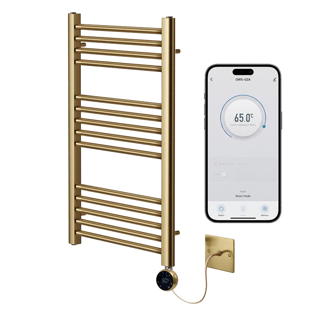 Greened House WiFi Electric Smart Heating Element for Towel Rails and Radiators with LED touchscreen Thermostat/Timer Energy Efficient