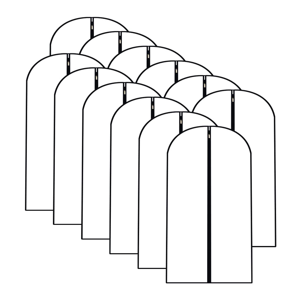 HomeClean Hanging Garment Bags 12 Pack Breathable Suit Bag Covers with Zip PEVA Clothes Cover Bags Coat Garment Bags Dress Cover Bags for Wardrobe