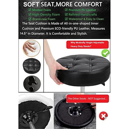 McDooFly Adjustable Heavy Duty Stool - Rolling Stools with Locking Caster Wheels - Swivel Stools Backless Chair for Beauty Hair Salon Spa Home Kitchen Office Shop Massage(Black, Height 47 to 57cm)
