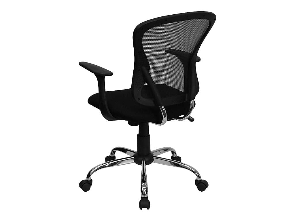Flash Furniture Mid-Back Mesh Swivel Task Chair with Chrome Base and Arms, Metal, Black, 73.66 x 60.96 x 27.94 cm